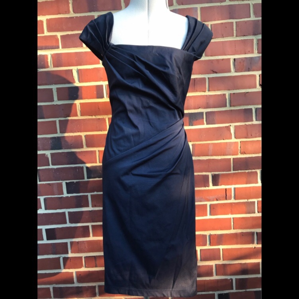 Tadashi Shoji Navy Cocktail Ruched Dress - Sz 0
